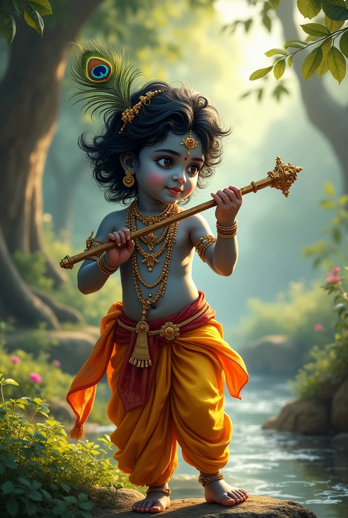 बाल कृष्ण की लीलाएँ बहुत प्रसिद्ध हैं। इनमें प्रमुख लीलाएँ हैं:
कृष्ण का जन्म - देवकी और वसुदेव के बेटे के रूप में भगवान कृष्ण का जन्म मथुरा में हुआ।
लाल गोपाल का माखन चोर - कृष्ण का माखन चुराना और ग्वाल-बालों के साथ खेलना।
गोपियाँ और रासलीला - गोपियों के साथ रासलीला करना और उनके प्रति अपार प्रेम दिखाना।
कन्हैया का पूतना वध - पूतना राक्षसी का वध और बाल कृष्ण का दूध पीना।
नगिन के सिर पर मोरपंख - कृष्ण के सिर पर मोरपंख की सुंदरता और उनकी क्रीड़ा का उल्लेख।
इन लीलाओं से कृष्ण की बाल्यकाल की अद्भुत और प्रेमपूर्ण गतिविधियों का वर्णन होता है।