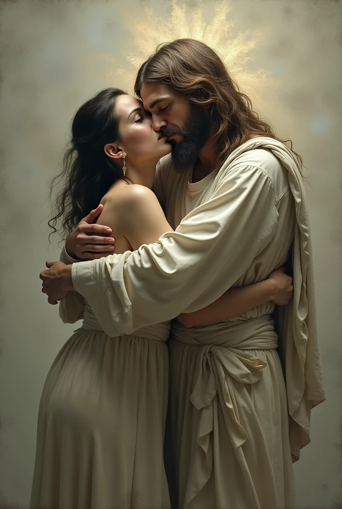A woman hugging Face unravelled Jesus so tight 

