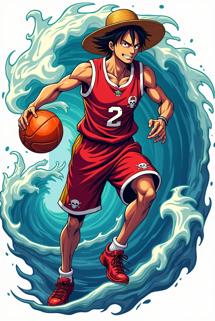 Basketball team logo with the theme strawhat pirates