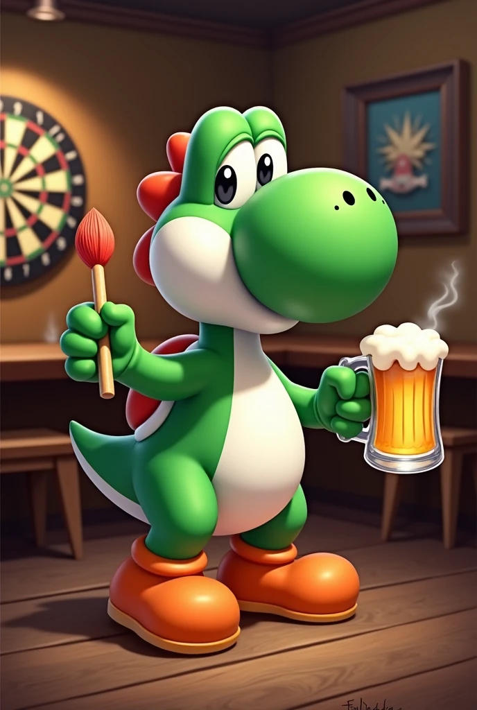 Yoshi, Play Darts and Drink Beer