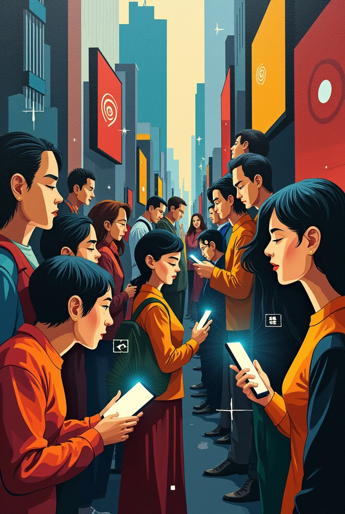 Cubism how people living in the world with phone