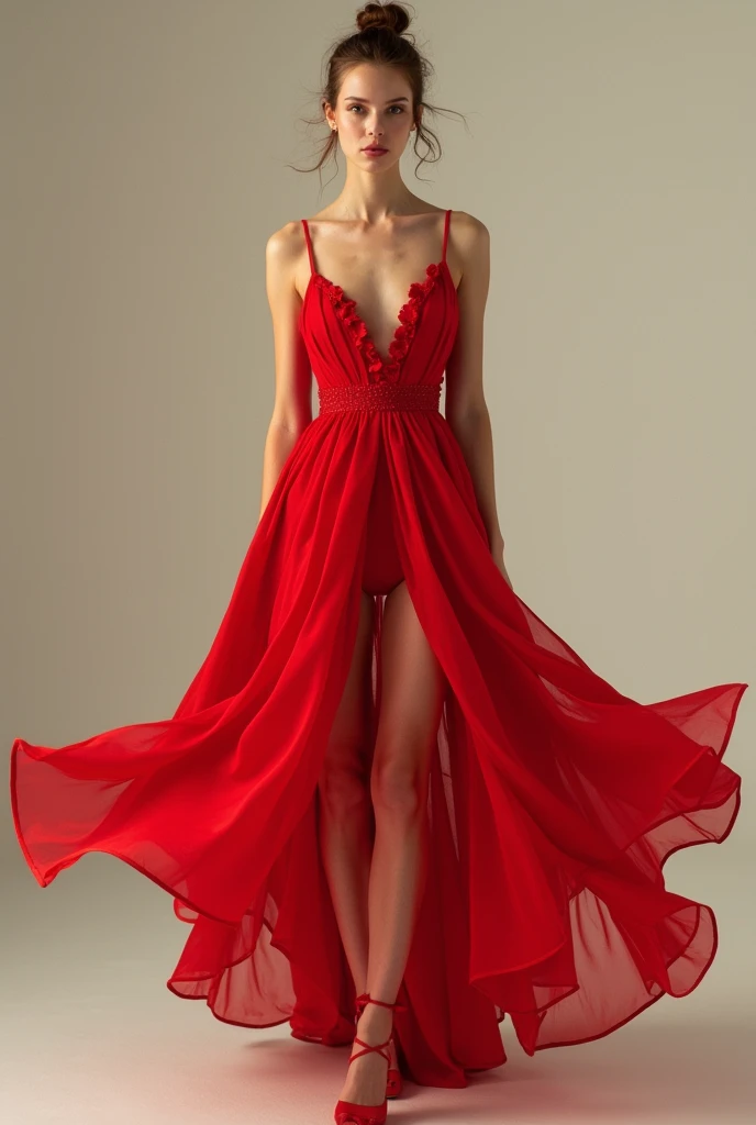 Man wearing girls red dress
