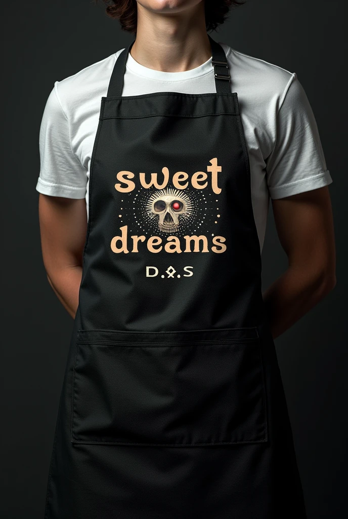 On the black apron with the wording sweet dreams on top , the image and below my initial DXS