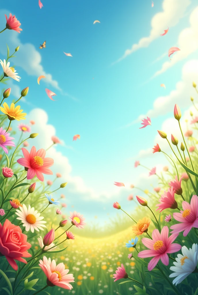 sun shining on flowers on a windy day