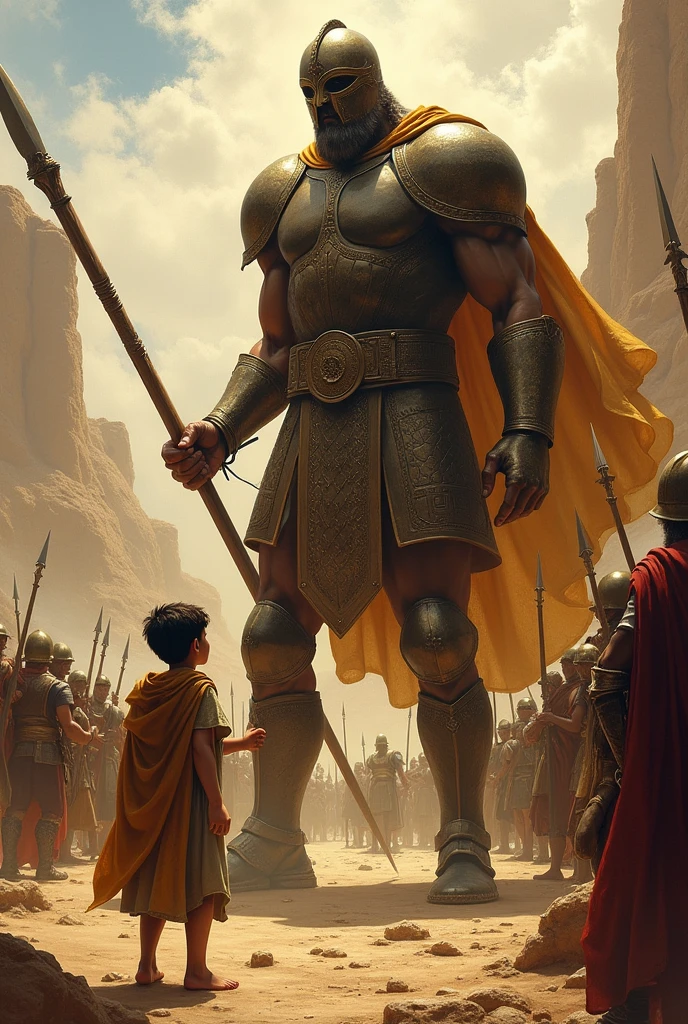 David with the sling in his hand to bring down Goliath