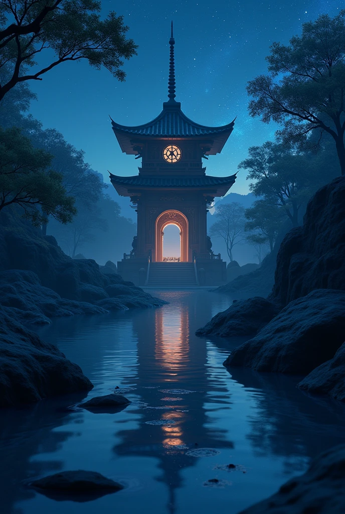 A fantastical worldview from Spirited Away、Mysterious Shrine、Reflection of light、night