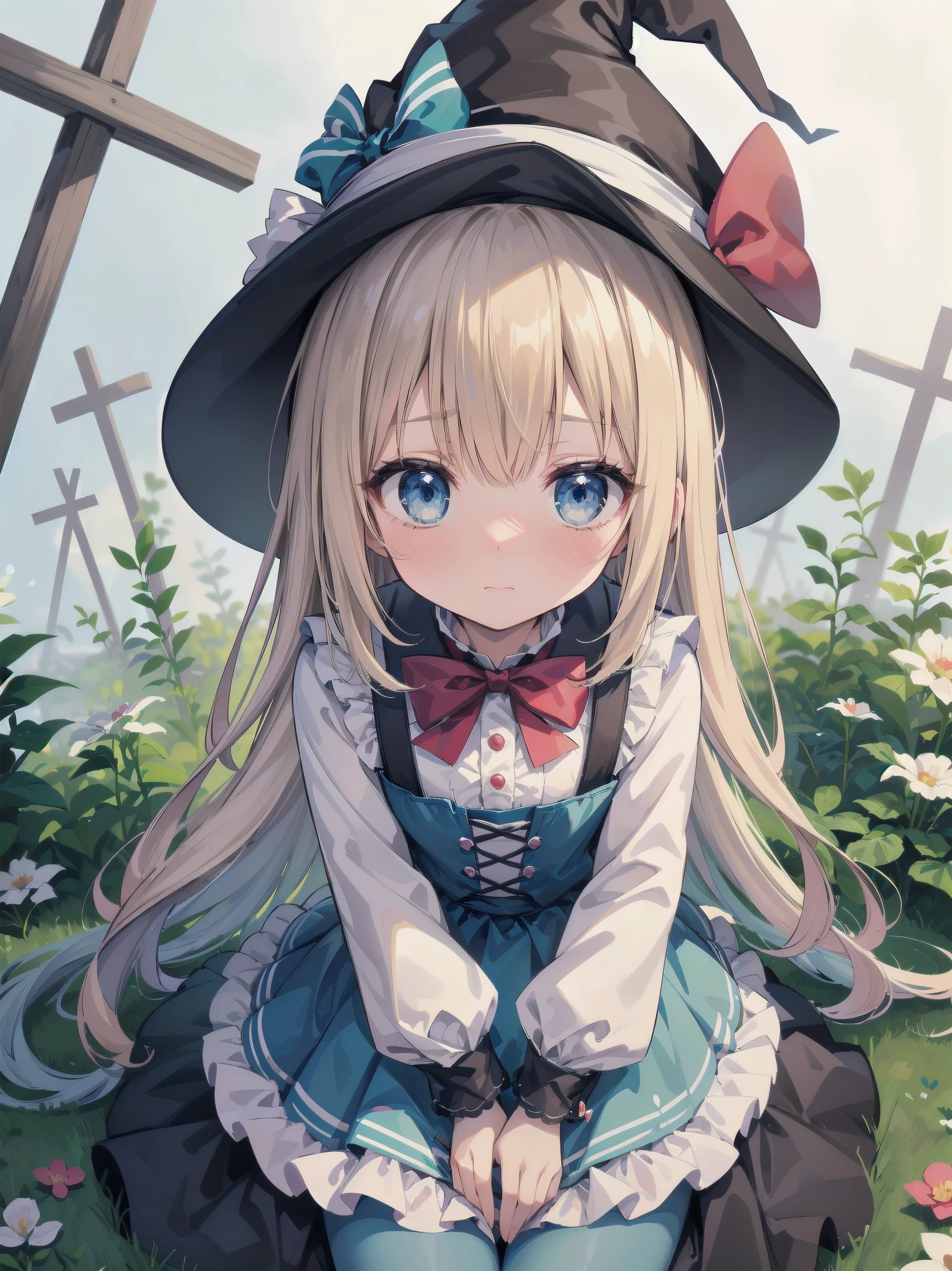 🎶, (🧙♀️), ✡, ✨(hat), , Alice in Wonderland, Alone, very beautiful, cute, adorable, embarrassed, alone, blue eyes, look at viewer, looking up, kawaii tech, pastel colors, kawaii, cute colors, Alice in Wonderland, alone, very beautiful, cute, adorable, embarrassed, alone, blue eyes