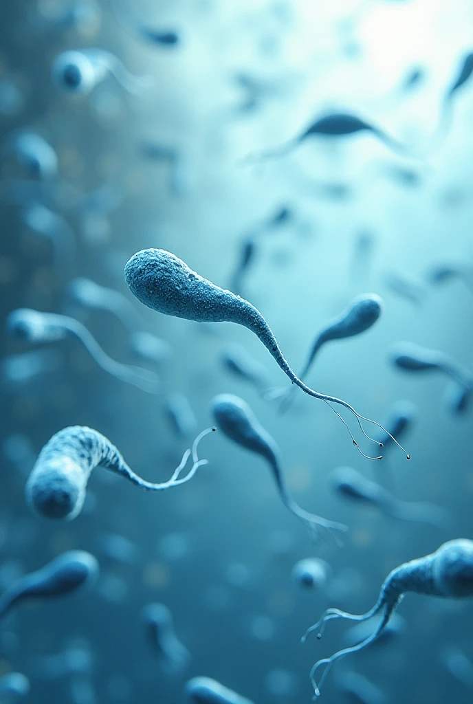 Sperm swimming in the water.