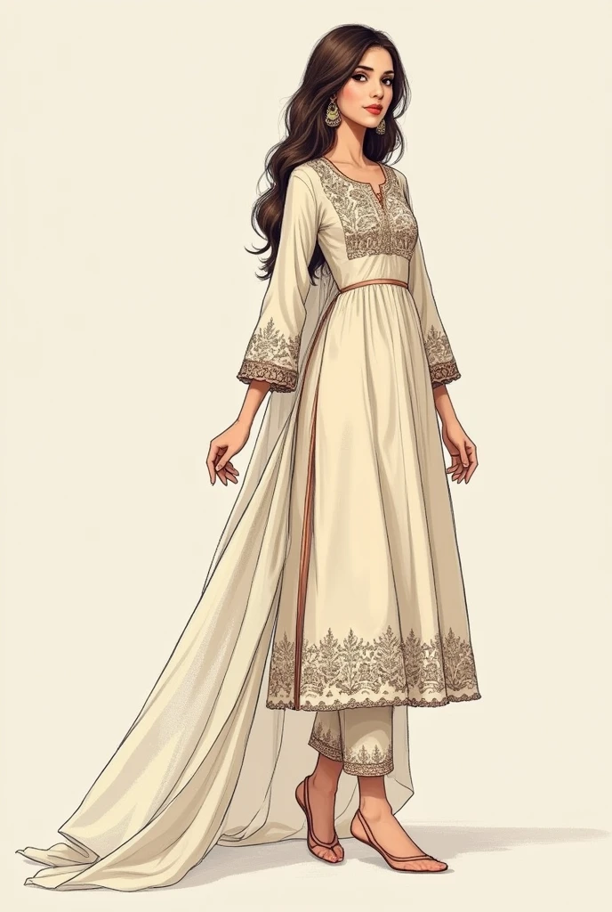 Simple frock, design, Pakistani, sewing ideas, dress, lawn fabric, pencil Sketch