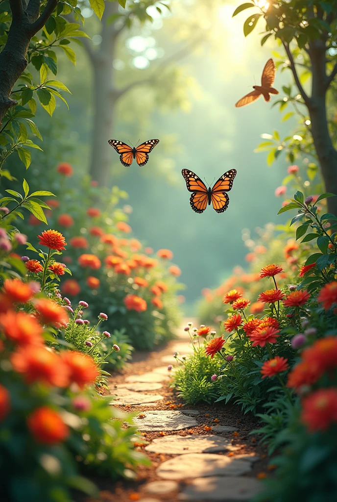 A butterfly garden and one burd fly