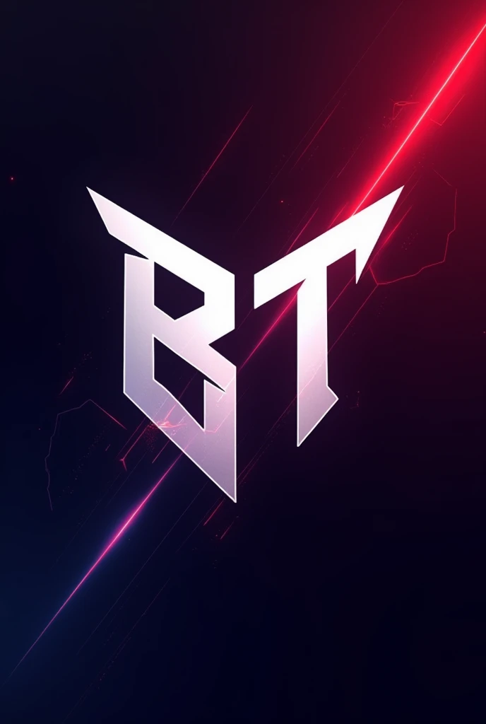 Make a logo emblem that consist only letters for BT a gaming clan , can you make it more abstract, make the background gradient violet,black,white,and red