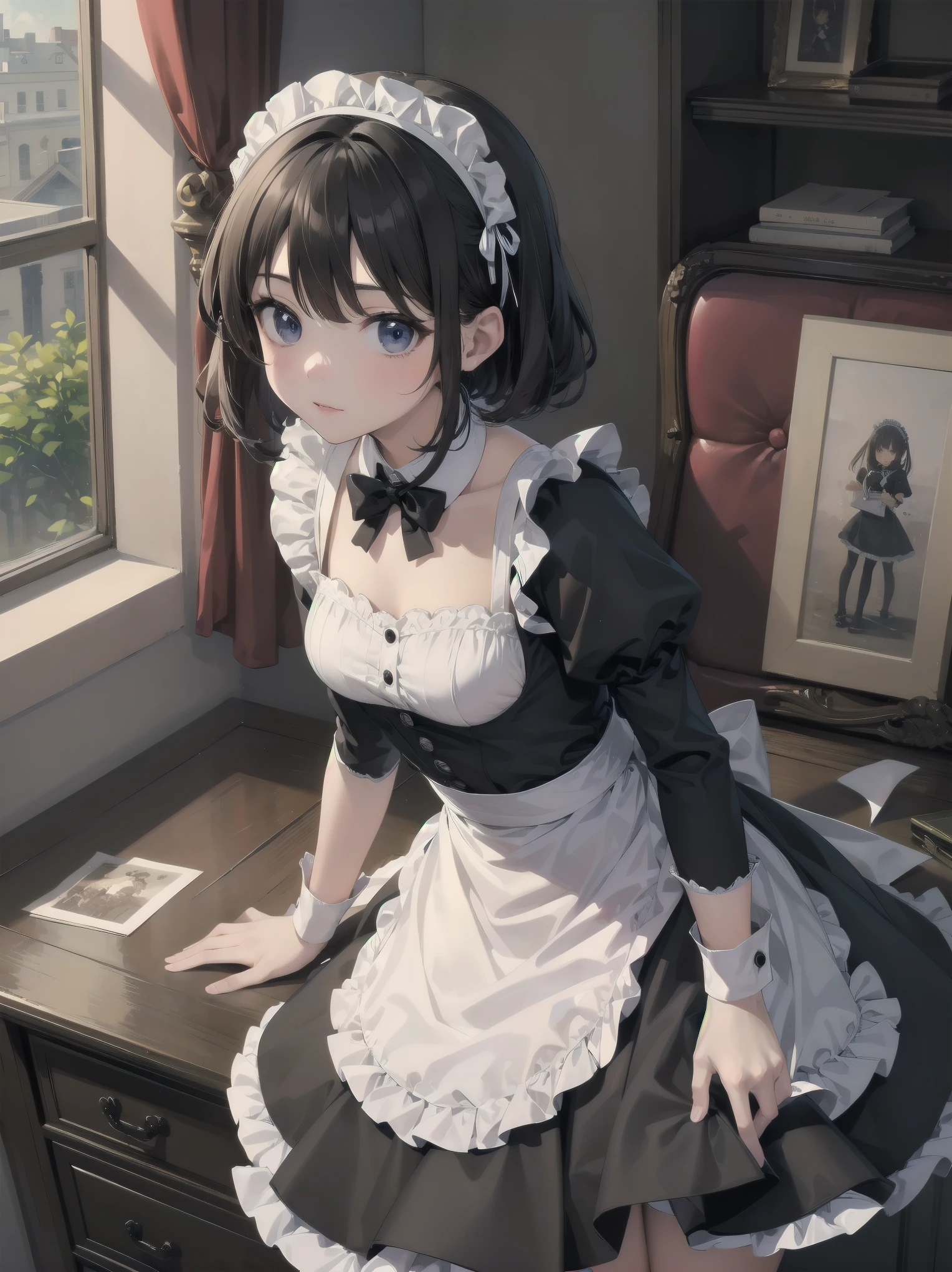 Masterpieces, cute illustration masterpieces, maids in cute poses, traditional maid outfits, solo, girls