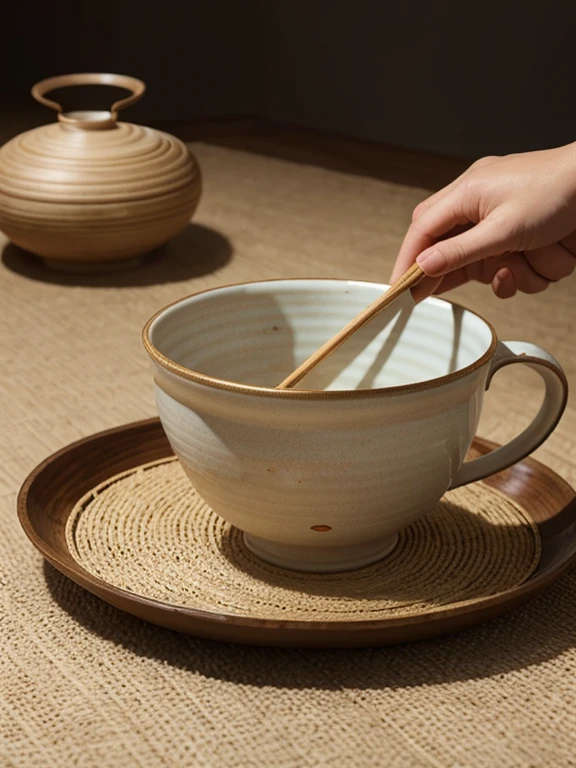 beautiful,Ceramic tea bowl,Detailed,Wheat straw hand,Manual,Craftsmanship,bright,illumination