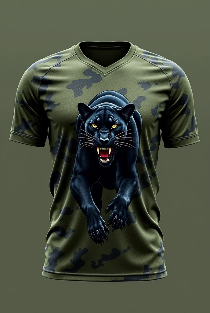 Army green fatigue black panther jersey layout front and back