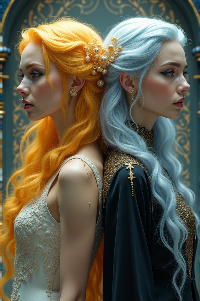 the woman characters with gold and silver hair