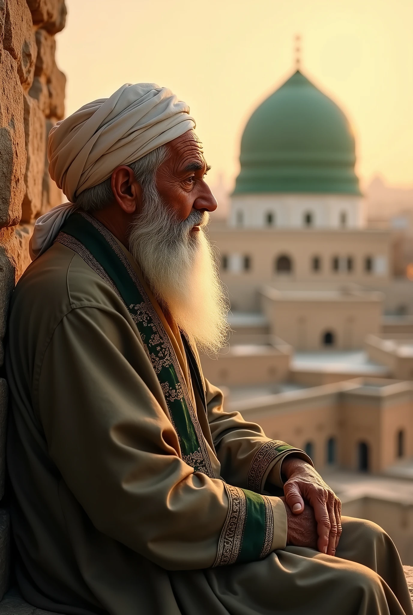 Old hafiz alim thinking about madina.