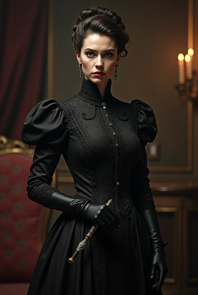 Strict Victorian misstress with cane