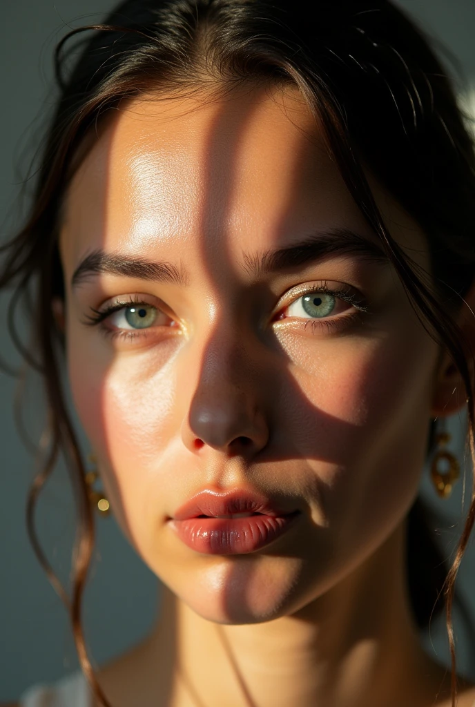 Capturing the essence of Cubist art, a
split-frame portrait of a woman face is
created using the Canon EOS R5 with
an RF 85mm F1.2 L USM DS lens for
sharp and detailed features. On one
side, daylight renders a
straightforward, realistic image. On the
other side, under angular, low light, the
same face is fractured and re-arranged,
playing with perspective and depth.
Use post-processing techniques to
reinforce the Cubist effect, enhancing
the stark contrast between light and
shadow
