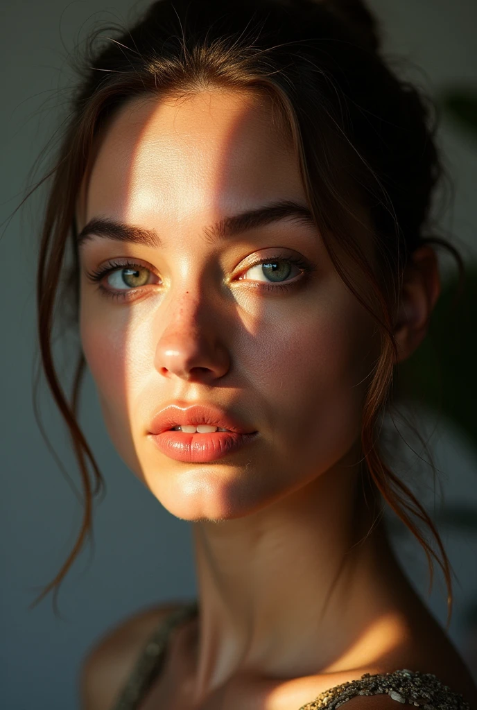 Capturing the essence of Cubist art, a
split-frame portrait of a woman face is
created using the Canon EOS R5 with
an RF 85mm F1.2 L USM DS lens for
sharp and detailed features. On one
side, daylight renders a
straightforward, realistic image. On the
other side, under angular, low light, the
same face is fractured and re-arranged,
playing with perspective and depth.
Use post-processing techniques to
reinforce the Cubist effect, enhancing
the stark contrast between light and
shadow