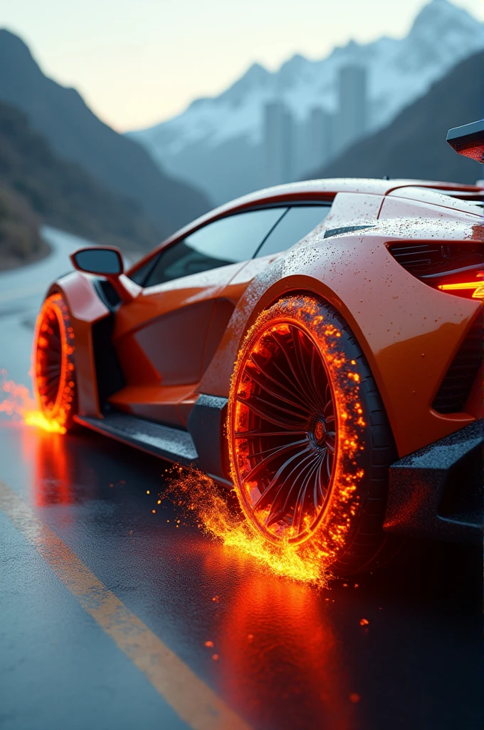 Lamborgini with flame tires