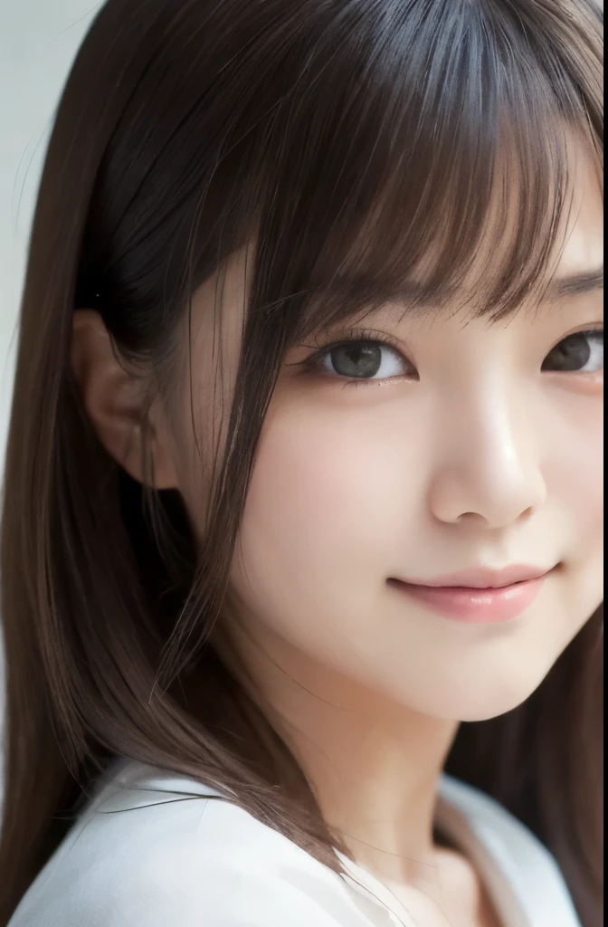 best quality, face focus, soft light, ultra high res, (photorealistic:1.4), RAW photo,(Shinozaki Ai), (fair skin),
1 Japanese girl, solo, cute, smile, (pupil, lights in the eyes),  detailed beautiful face,(high resolution detail of human skin texture),long hair,(portrait), upper body, Japanese white kimono