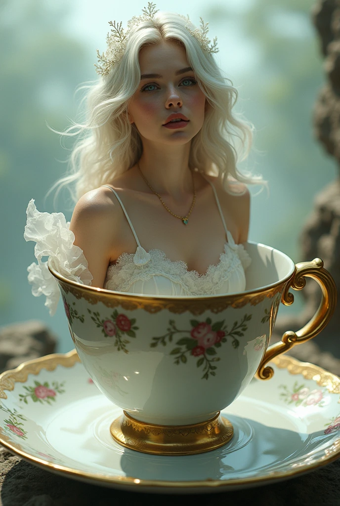 A woman in cup