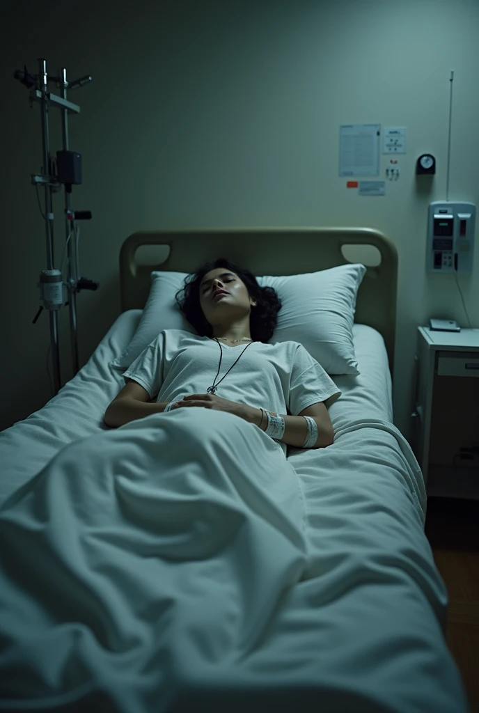 hospital bed, bandage on arm for suicide attempt, Photo