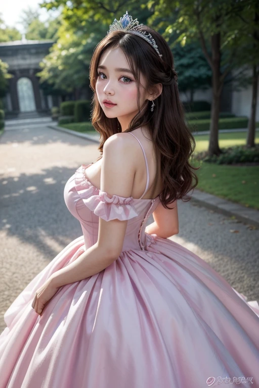 Disney pixer princess in pink dress with plain dress 