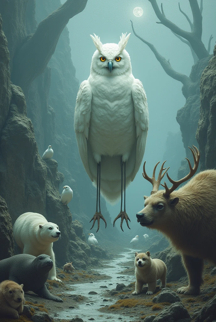 Stupid, dead end, White Owl, Reindeer, kittiwake three-legged gull, Narwhal, Seal, Arctic Tern, polar bear, walrus, Again, wolf, caribou, gannet, Long-tailed gopher.