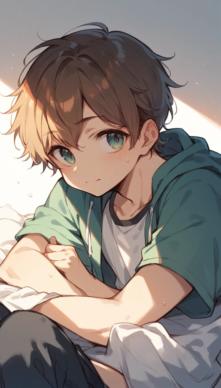 Browsing Caution,(Petite),(A cute boy's daughter),((Penis in the crotch)),On your knees,Blonde woman with low pigtails,lips,Sweat,White Breath,Basketball uniform,The gaze of the viewer