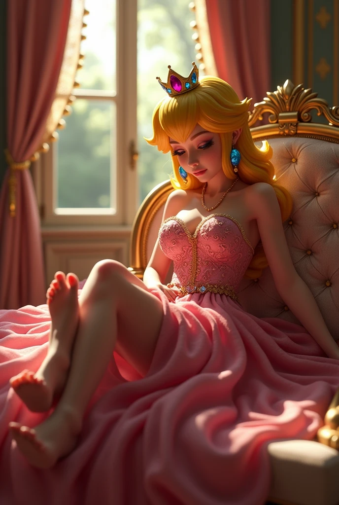 Princess peach foot worshipped and ready to be payed