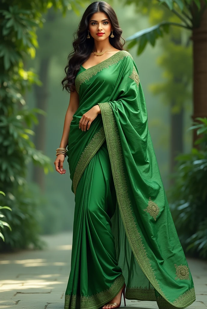 green saree heels
