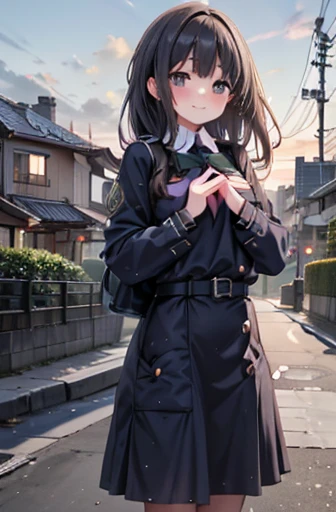 Prompt Tags: 1 girl, cute, blush, View your viewers, smile, Wearing uniform, Happy, Suburban, Twilight, Simple Background, Beautiful pose, High resolution, Beautiful environment, masterpiece, Better quality stable diffusion prompt: 1 girl, cute blush, View your viewers, smile,Wearing uniform, surrounded by a beautiful Suburban environment at Twilight. The girl has a Simple Background, 絵のようにBeautiful poseで立っている. 画像はHigh resolutionで高品質です, Make sure all the details are captured properly. The overall scene is like a masterpiece, It has a wonderful and calm atmosphere.