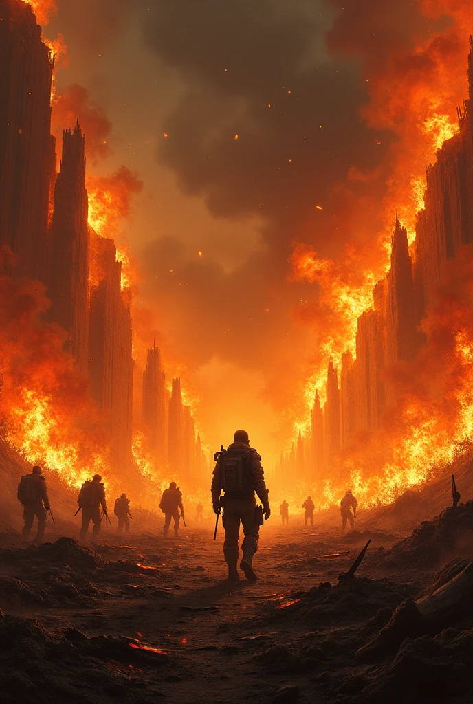 Fire all around the battlefield
Create this type background only