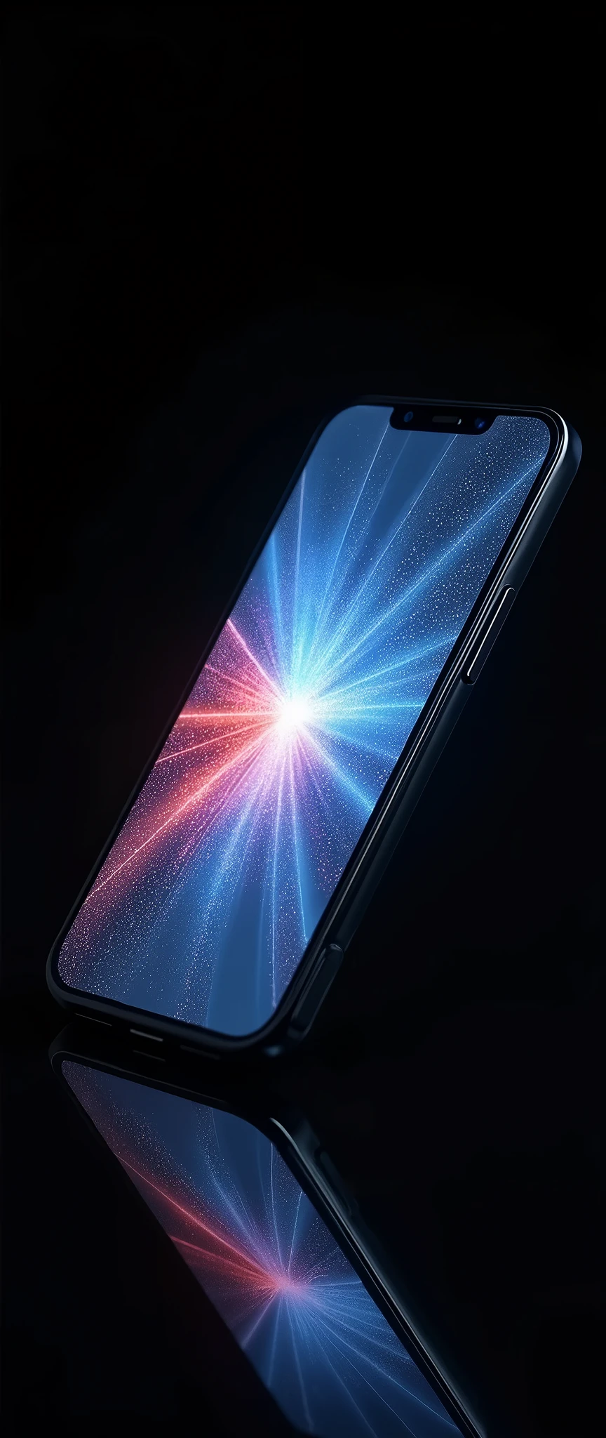(masterpiece:1.2,Exceptional Quality,mirror-like,Cinematic Experience,Photorealistic:2.0,RAW Photos:2.0),8k,wallpaper,(Beautiful geometric patterns of light are displayed on smartphone screens:2.0),(Smartphone advertising image),(Smartphone propped up at an angle:2.0),(Black background:2.0)