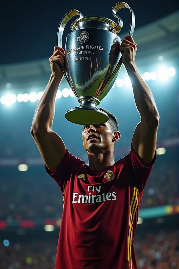 Ronaldo with UEFA champions league trophy