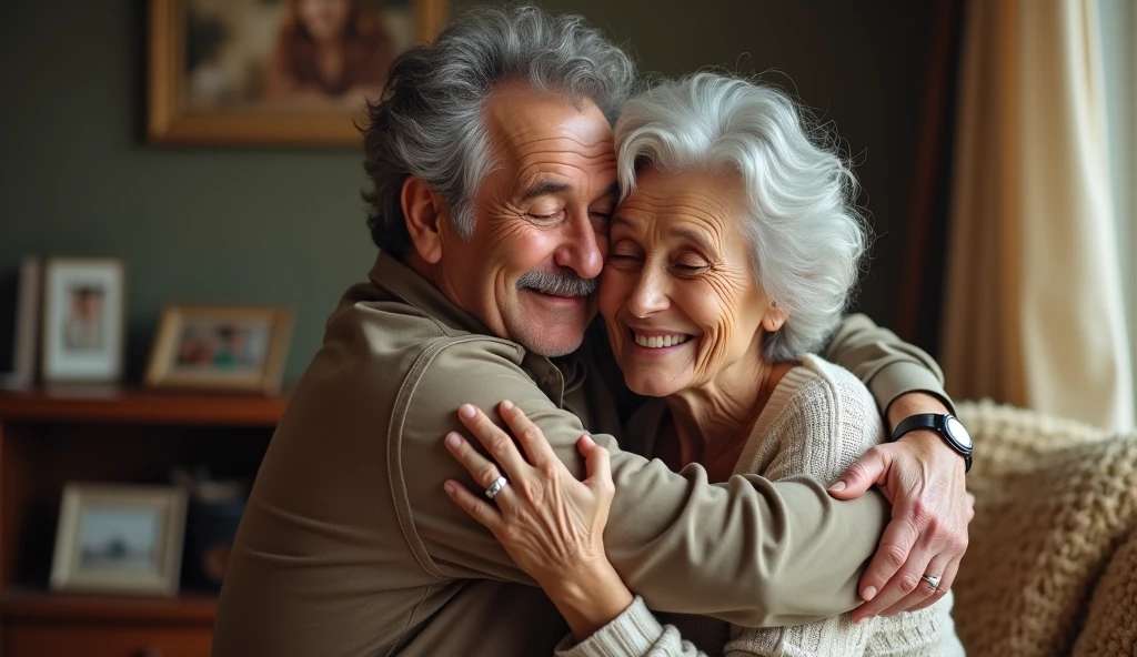 Mom old woman loving his son