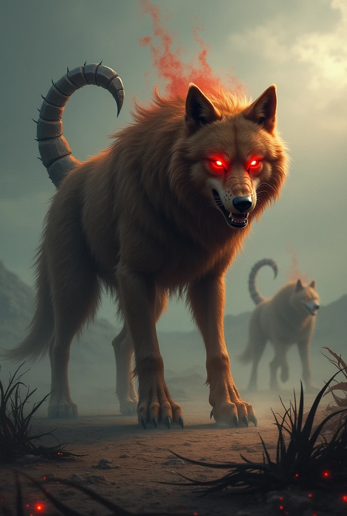 Wolf red eyes with scorpion tail