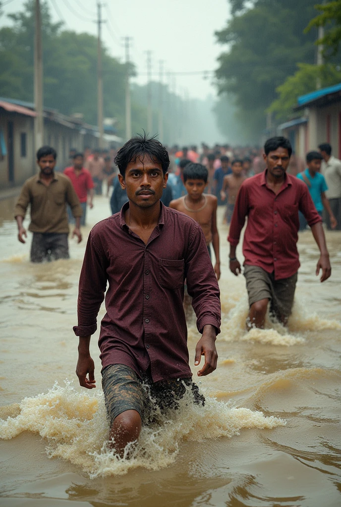 Bangladeshi People during flood.