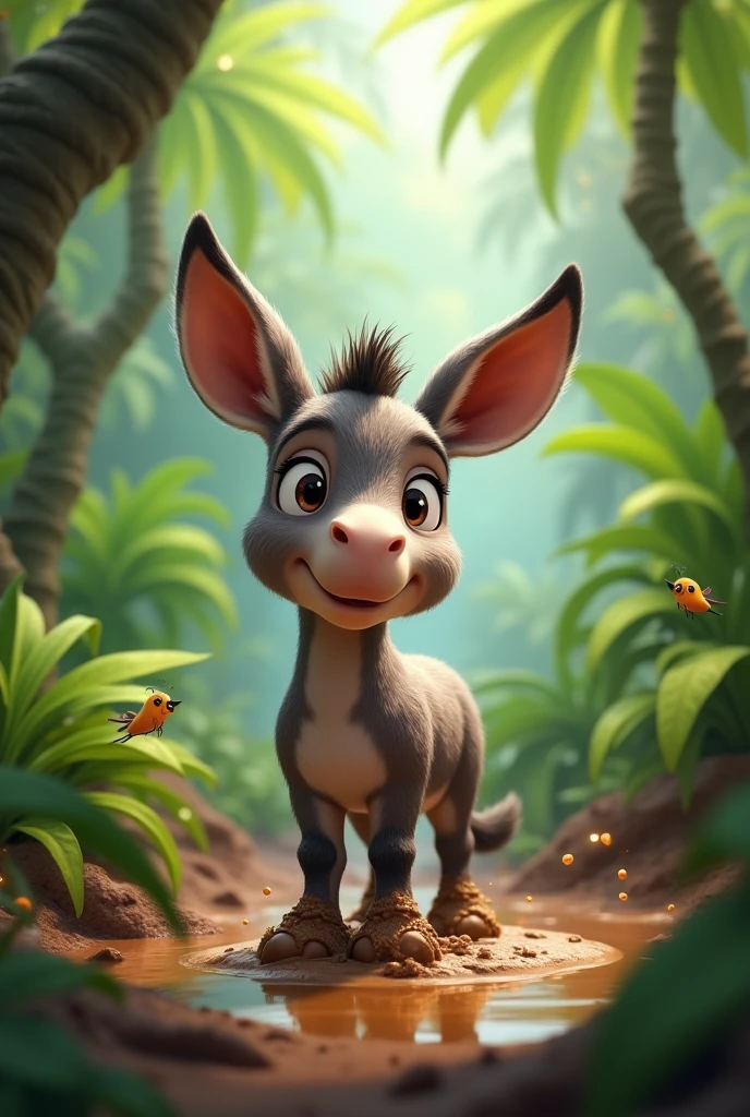 draw a donkey who fell in the mud in the jungle