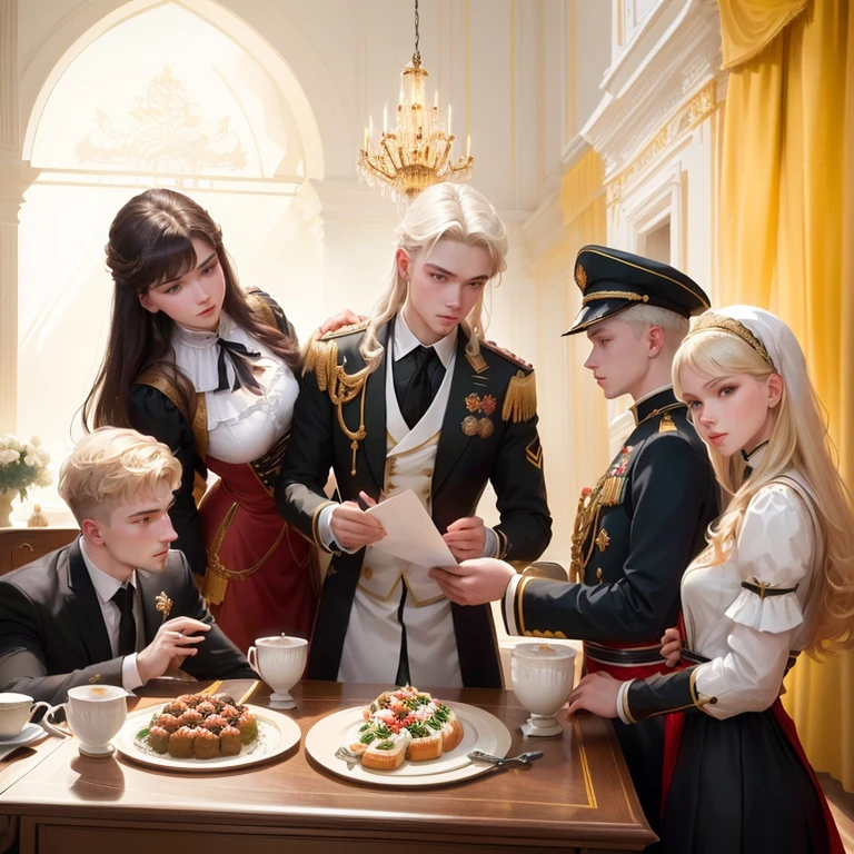 There are many people standing around the table, holding papers in hands, Group photo, 8 K)), Artem, Nicholas, from Maximilizhan Vanka, Teresa Fasolino, Anna Katarina Block, Alexander Ransiman, beautiful Foto, anna nikonova, by Serhii Vasylkivsky