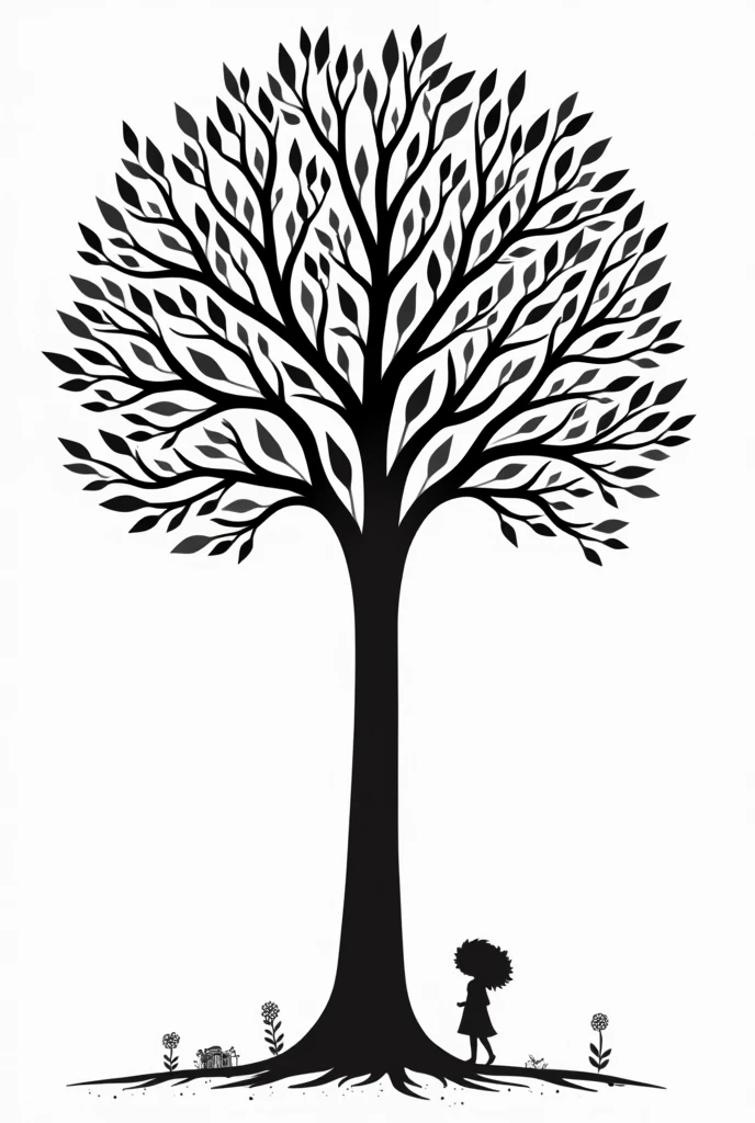 tree of life　simple  モノクローム  happy girl
