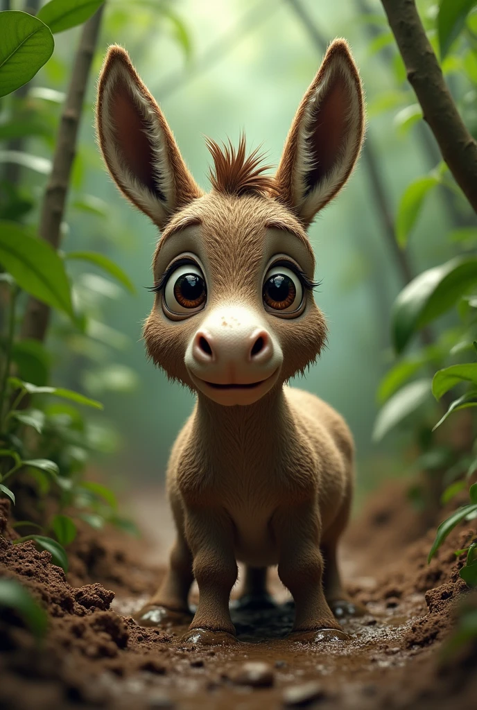 draw a mid donkey who fell in the mud in the jungle