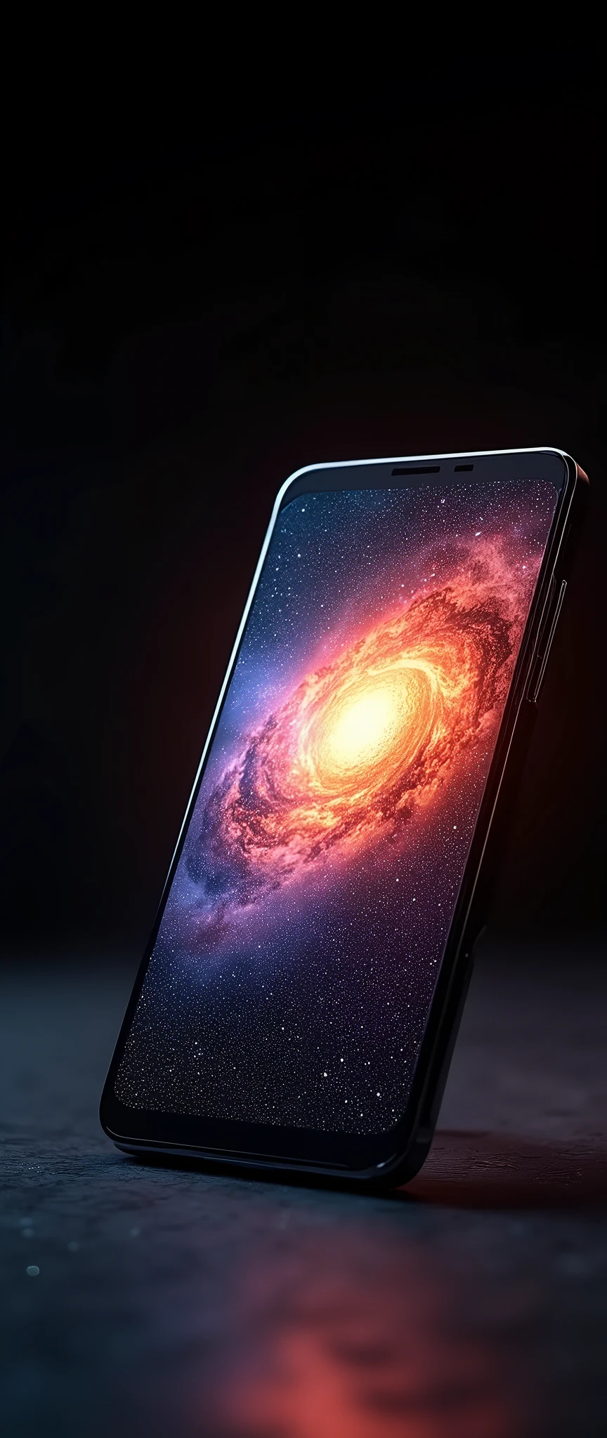 (masterpiece:1.2,Exceptional Quality,mirror-like,Cinematic Experience,Photorealistic:2.0,RAW Photos:2.0),8k,wallpaper,(The Big Bang appears on the smartphone screen:2.0),(Smartphone advertising image),(Smartphone propped up at an angle:2.0),(Black background:2.0)