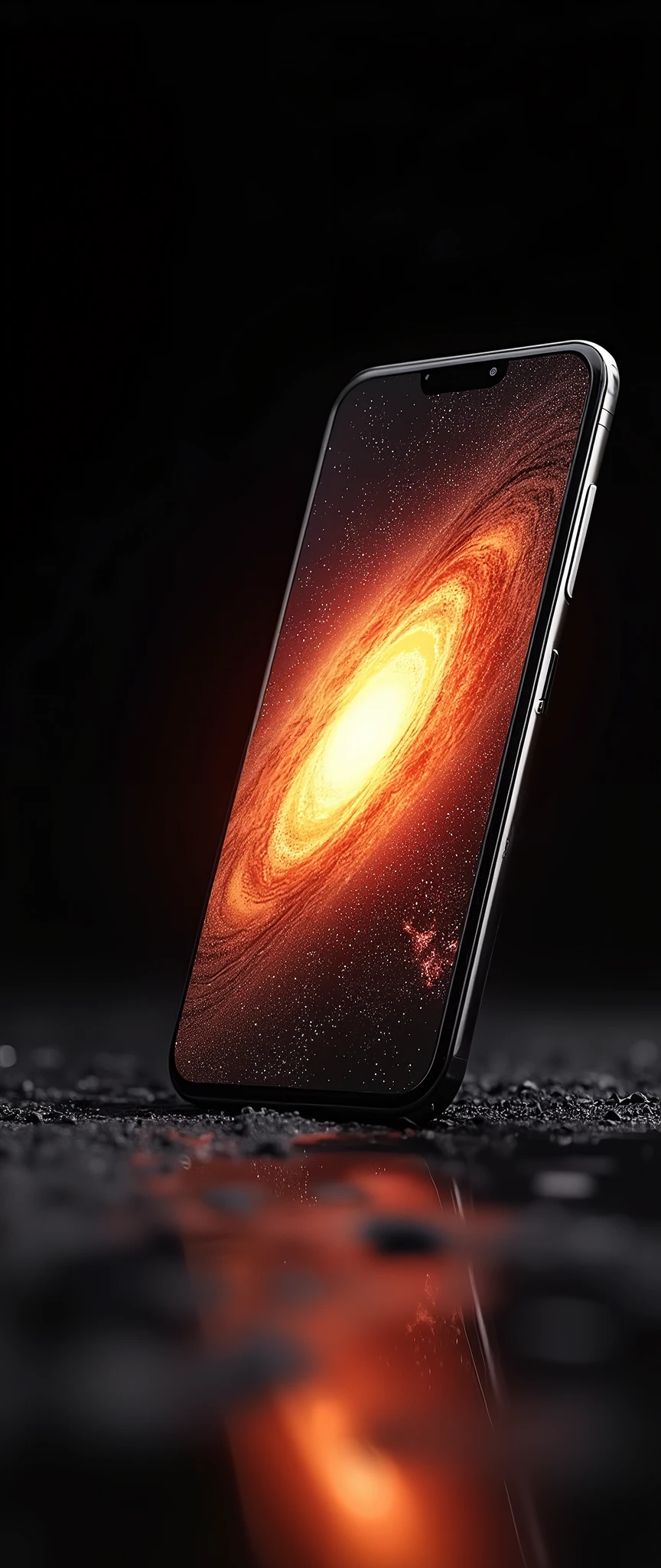 (masterpiece:1.2,Exceptional Quality,mirror-like,Cinematic Experience,Photorealistic:2.0,RAW Photos:2.0),8k,wallpaper,(The Big Bang appears on the smartphone screen:2.0),(Smartphone advertising image),(Smartphone propped up at an angle:2.0),(Black background:2.0)