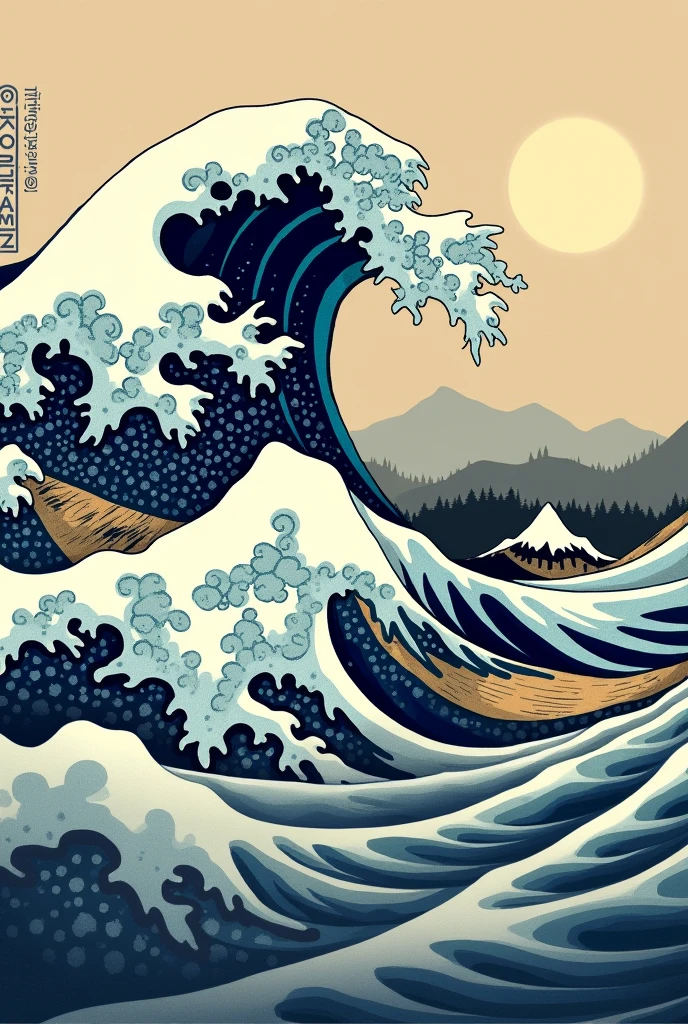 Old Ceramics, Hokusai paintings, Ukiyo-e of large waves,