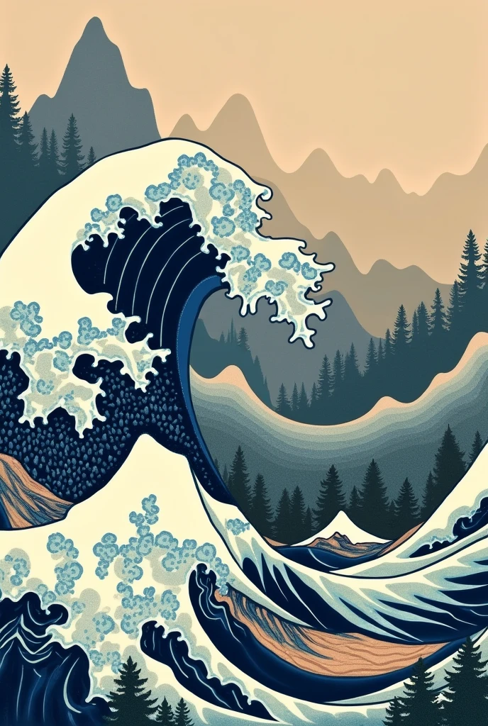 Old Ceramics, Hokusai paintings, Ukiyo-e of large waves,