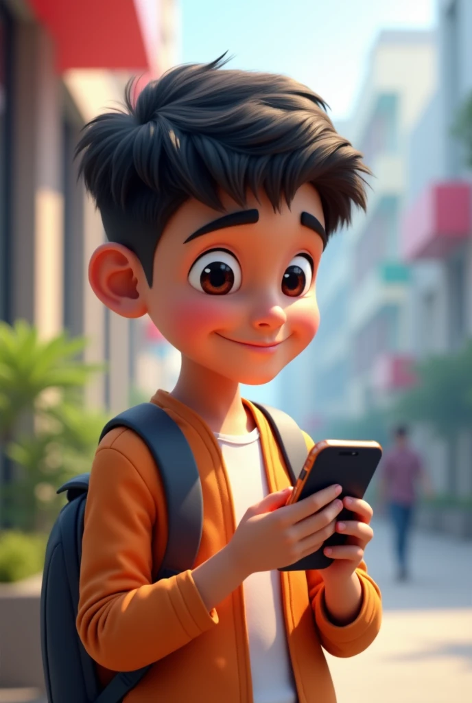 Young boy whatsapp in rupee ai 3d cartoon type realistic image  