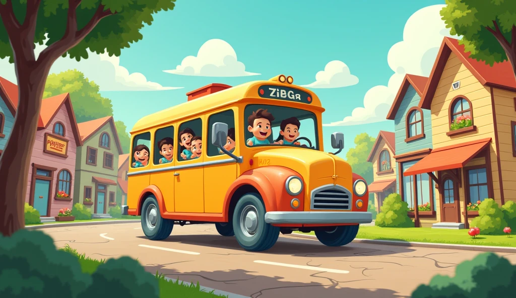 The wheels on the bus go round and round,
Round and round,
Round and round.
The wheels on the bus go round and round,
All through the town.