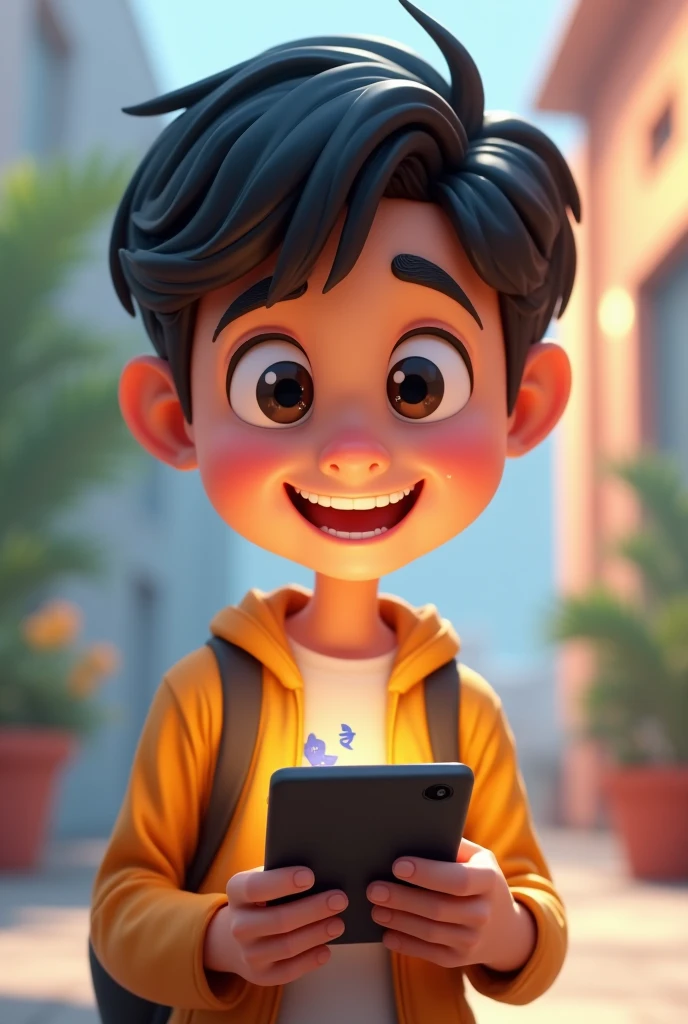Young boy whatsapp in rupee ai 3d cartoon type realistic image  